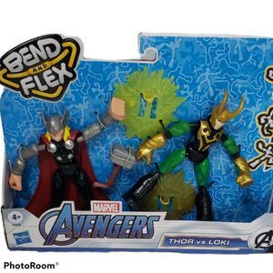 Marvel Avengers Bend and Flex Thor Vs. Loki Action Figure Toys, 6-Inch Flexible